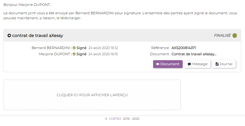 étape 3 destinataire - télécharger le document signé